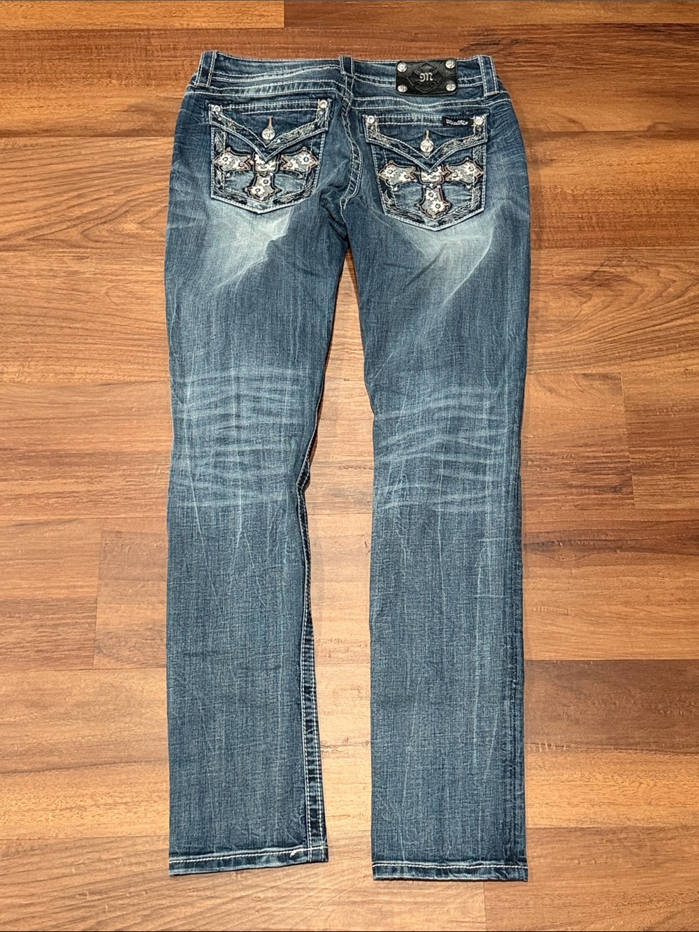Miss Me Dark Blue Embellished Back Pocket Skinny Jeans